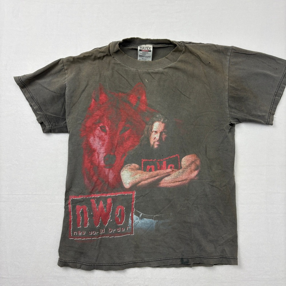 Vintage nWo Wolfpac Kevin Nash T Shirt Tultex WCW Wrestling Thrashed Mens Medium
